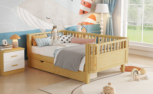 English Elm Twin Kids Platform Bed Teddy Fabric Upholstered with Bunny Cushions and Safety Rails W2593P395956