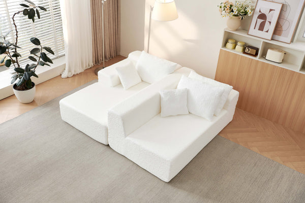 English Elm 104" Modular Cloud Sectional Chenille Sofa with Deep Seats for Modern Living Rooms W1359S00019