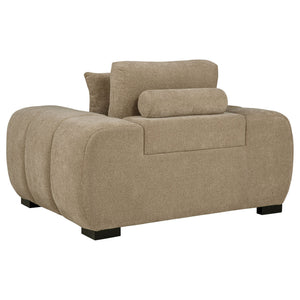 English Elm Plather Channel Tufted Accent Chair Wide Waterfall Arms Foam Seat Living Room Camel B062P447952