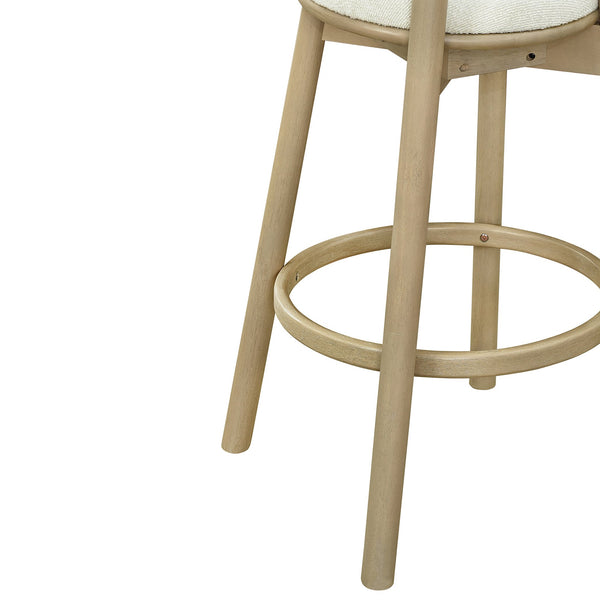 English Elm Christopher Knight Home® - Round Chunky Cushion Bar Stool with Curved Ergonomic Back, Solid Rubberwood Frame, Durable Comfort Beige,Natural Ash N771P346003A