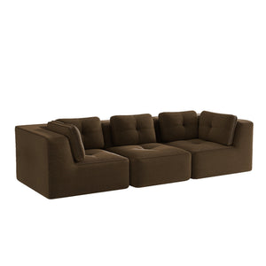 English Elm Modern Corduroy Sectional Sofa Tufted Modular Deep Seat Living Room Couch Brown W714S01807