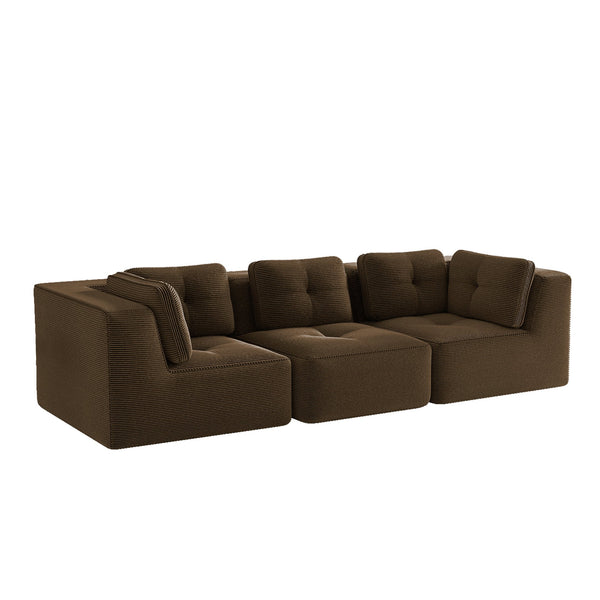 English Elm Modern Corduroy Sectional Sofa Tufted Modular Deep Seat Living Room Couch Brown W714S01807