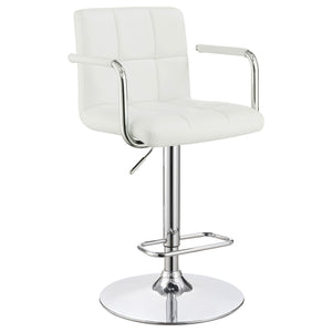 English Elm Letitia White Tufted Adjustable Bar Stool with Chrome Frame, Hydraulic Lift, Footrest & Mid-Century Flair B062P375511