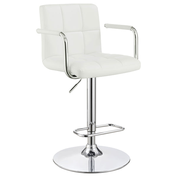 English Elm Letitia White Tufted Adjustable Bar Stool with Chrome Frame, Hydraulic Lift, Footrest & Mid-Century Flair B062P375511