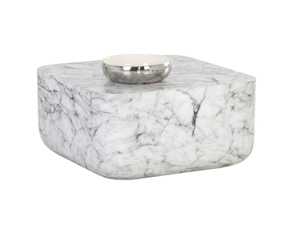 Sunpan Strut Contemporary Concrete Coffee Table with Unique Design for Modern Living Spaces and Outdoors Marble Look