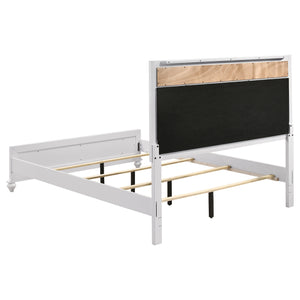 English Elm Randall Glam Eastern King Bedroom Set White Lacquer Crystal Hardware Tufted Bed B062S01799