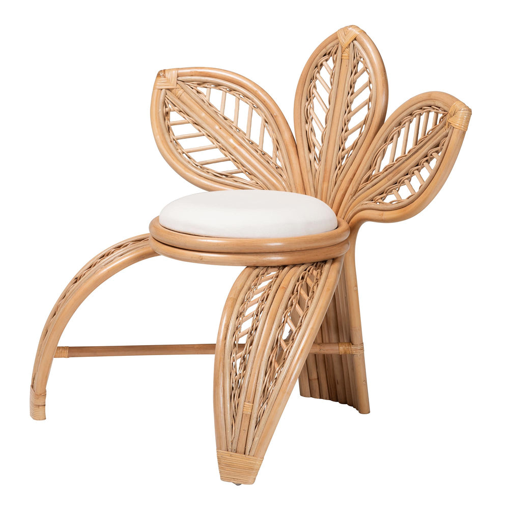English Elm Modern Rattan Openwork Leaf Accent Chair Bohemian Sculptural Seat for Living Room B2750P467688