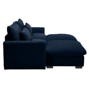 English Elm Corduroy Two-Seater Sofa With Storage Footrests – Versatile, Comfy Sectional For Modern Living Spaces W714S00648