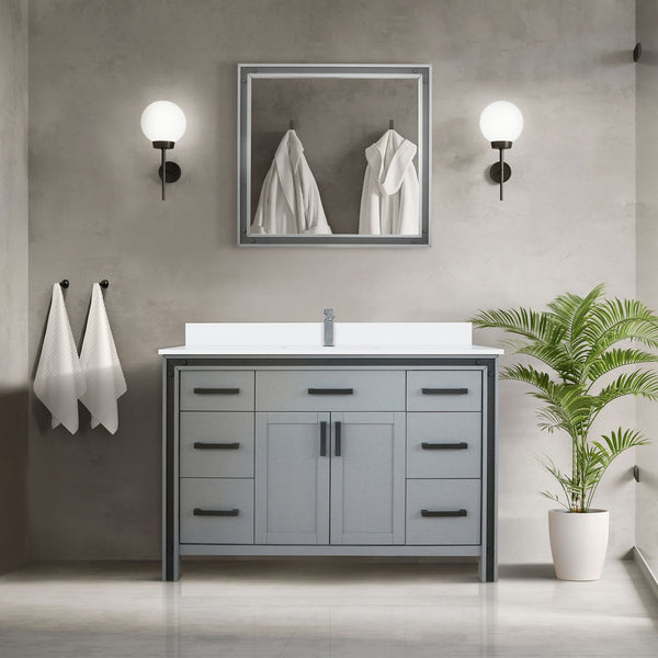 English Elm Dark Grey Bath Vanity 48"W X 22"D With Durable Cultured Marble Top & Ample Storage Solutions B2731P260696