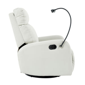 English Elm Rocking Recliner Chair 360° Swivel Glider with 95–160° Recline, Rocking & Phone Holder, Light Gray W1028P185203