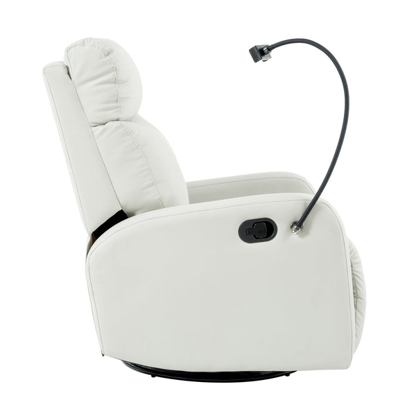English Elm Rocking Recliner Chair 360° Swivel Glider with 95–160° Recline, Rocking & Phone Holder, Light Gray W1028P185203