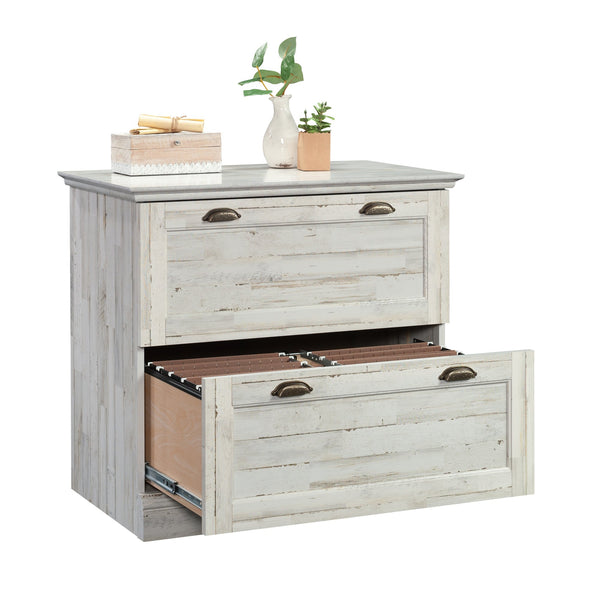 English Elm Lateral File Cabinet In Sleek White Finish - Modern Storage Solution For Home & Office Spaces B356P354490