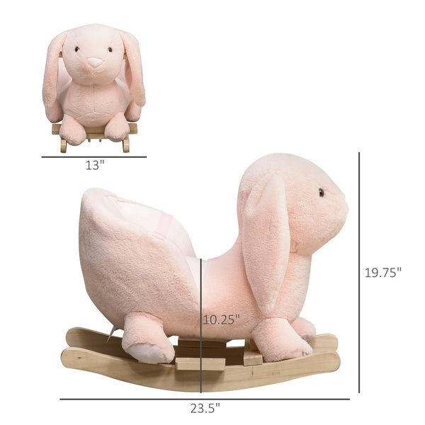 English Elm Qaba Bunny Rocker Toddler Ride on with Velvet Plush Carrot Toy and Realistic Sounds W2225P217686