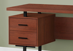 English Elm Computer Desk For Home Office – Reversible Setup, Modern Cherry-Brown Finish, Storage Drawers, 60" B2710P219860