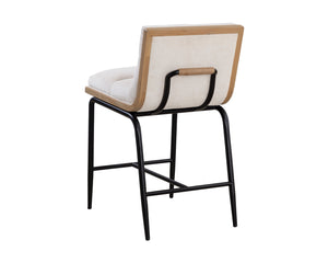Sunpan Abilene Counter Stool - Plush Polo Club Muslin Seat, Rustic Oak Frame & Stylish Matte Black Legs