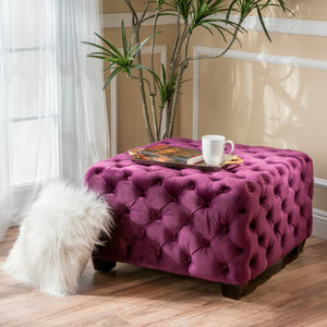 Christopher Knight Home® - Noble House - Jaymee Modern Glam Button Tufted Velvet Ottoman