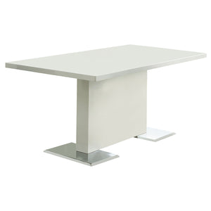 English Elm Wenzl Glossy White Five Piece Dining Set with Chrome Breuer Style Chairs B062S01401