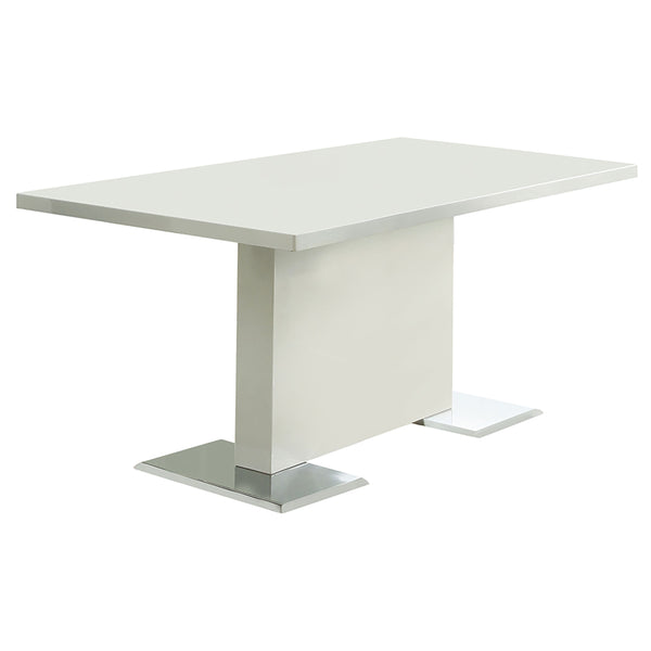 English Elm Wenzl Glossy White Five Piece Dining Set with Chrome Breuer Style Chairs B062S01401