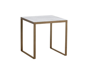 Sunpan Evert Modern Marble End Table with Antique Brass Frame - Unique Italian Design for Stylish Living
