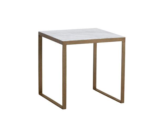 Sunpan Evert Modern Marble End Table with Antique Brass Frame - Unique Italian Design for Stylish Living