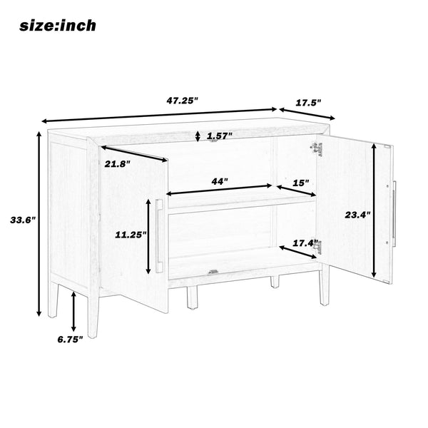 English Elm U_style Farmhouse Pine Veneer Buffet Cabinet with Double Doors for Kitchen or Entryway Natural N711P410389O
