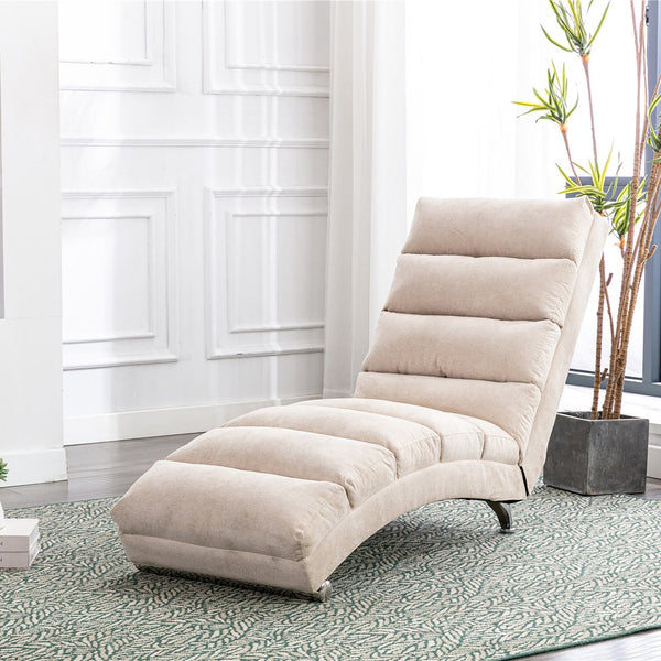 English Elm Linen Ergonomic Massage Chaise Lounge 140° Recline with Remote, 5 Modes, Heavy-Duty 300lb Capacity W39539619