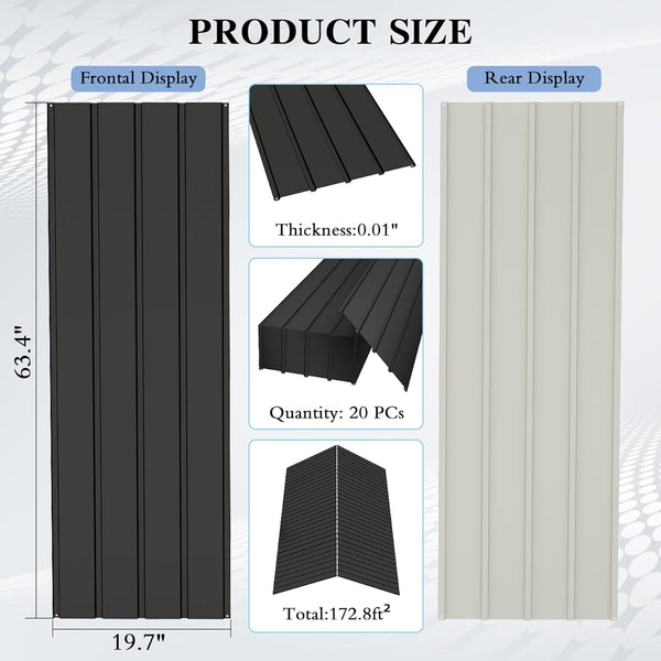 English Elm 20 Galvanized Steel Corrugated Roofing Panels Weatherproof Coverage for Sheds Pergolas Garages W1859P483713