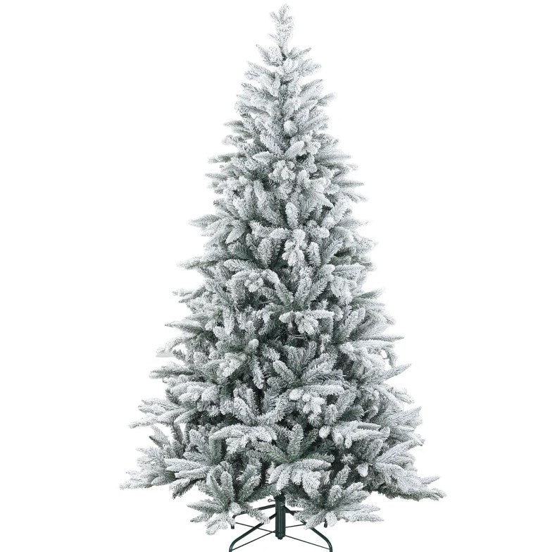 English Elm Hinged Artificial Flocked Christmas Tree 7 Foot Snow Tipped Holiday Decor Display T3971P415445