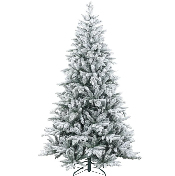 English Elm Hinged Artificial Flocked Christmas Tree 7 Foot Snow Tipped Holiday Decor Display T3971P415445
