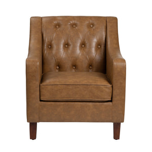 Crestview Collection Upholstered Accent Chair - Timeless Brown Charm With Button Tufting & Plush Foam Cushion Comfort Brown Faux Leather Cvfzr6166