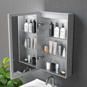 English Elm Led Lighted Medicine Cabinet With Anti-Fog Mirror, Adjustable Color Temperatures & Storage Solutions W3735P374358