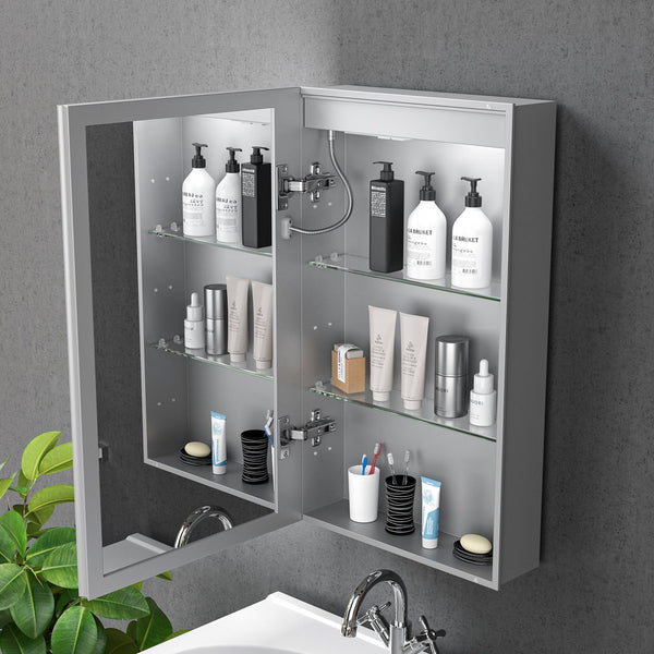 English Elm Led Lighted Medicine Cabinet With Anti-Fog Mirror, Adjustable Color Temperatures & Storage Solutions W3735P374358