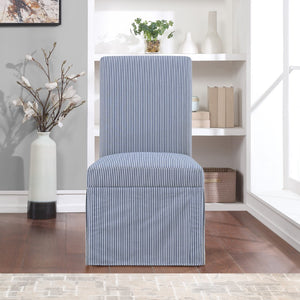 OSP Home Furnishings Adalynn Slipcover Dining Chair  - Set of 2 Navy Stripe