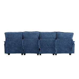 English Elm United U-Shape Sectional Sofa 106" - Modern Chenille Couch With Usb Ports, Storage Ottoman & Pillows W1568S00233-GIGA