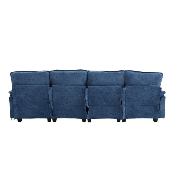 English Elm United U-Shape Sectional Sofa 106" - Modern Chenille Couch With Usb Ports, Storage Ottoman & Pillows W1568S00233-GIGA