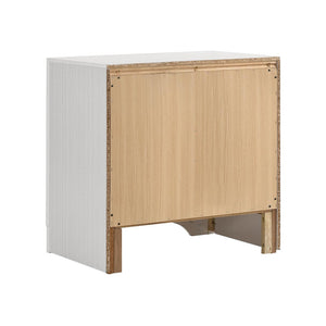English Elm 2 Drawer MDF Nightstand with Felt-Lined Interiors, Silver Bar Pulls, Rich Wood Finish for Bedrooms White B016P254598