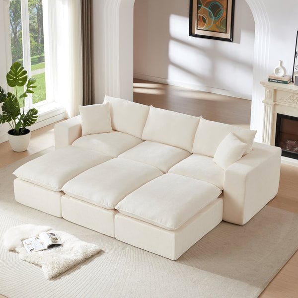 English Elm Modern Chenille Cloud Sectional Modular Sofa Sculptural Puffy Cushions for Living Rooms W3396S00048