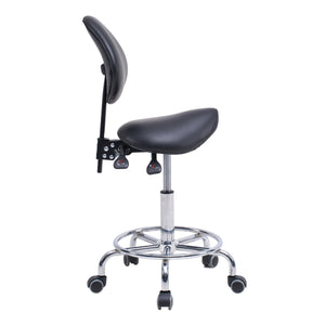 English Elm Saddle Ergonomic Swivel Stool with Backrest, Hydraulic Tilt, Footrest & Smooth Wheels for Clinic W2069P342823