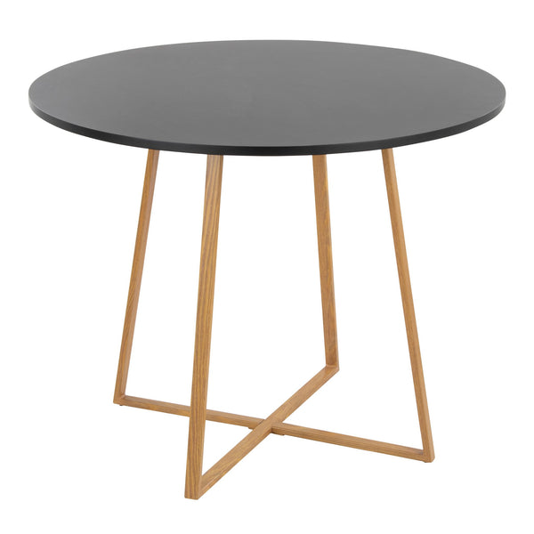 English Elm Dining Table Round Natural Wood Top with Metal Base Modern Style Seats Four Black B202S02200