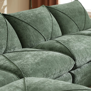 English Elm Modern Chenille Modular Sectional Sofa with Built-in Foot Pedals for Relaxed Living Green W3396S00071
