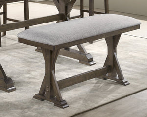 English Elm 1pc Rustic Upholstered Dining Bench with Exposed Wood Legs Cozy Mid-Century Farmhouse Seating 93 Brown 17.24 L x 49.45 W x 6.3 H B2741P370865