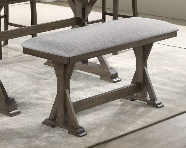 English Elm 1pc Rustic Upholstered Dining Bench with Exposed Wood Legs Cozy Mid-Century Farmhouse Seating 93 Brown 17.24 L x 49.45 W x 6.3 H B2741P370865