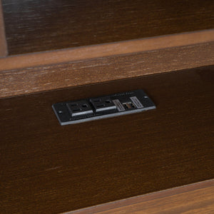 English Elm King Platform Bed with Multi-Storage Headboard, Built-In USB & Outlets, Side Drawers, Modern Design Wood GX000400AAD