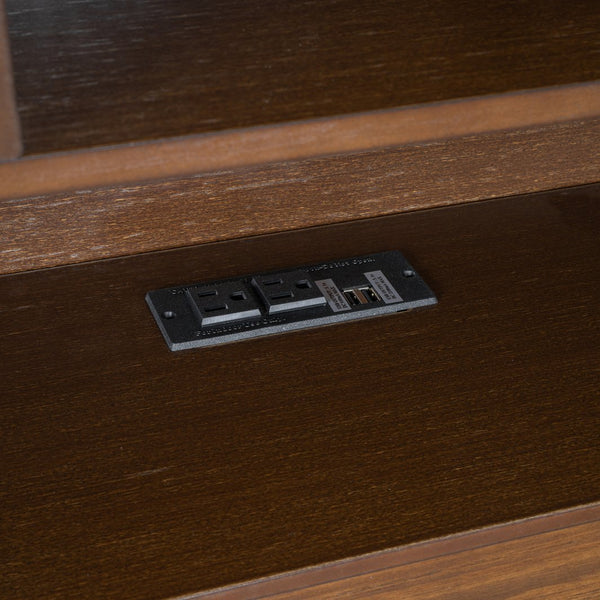 English Elm King Platform Bed with Multi-Storage Headboard, Built-In USB & Outlets, Side Drawers, Modern Design Wood GX000400AAD