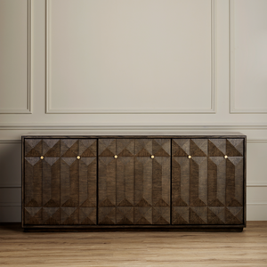 Kendall Dove Gray Credenza with Polished Brass Accents - Contemporary Storage for Modern Homes