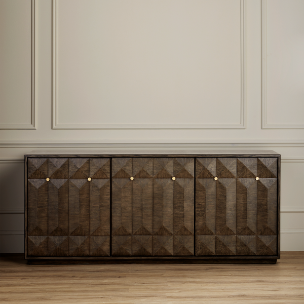 Kendall Dove Gray Credenza with Polished Brass Accents - Contemporary Storage for Modern Homes