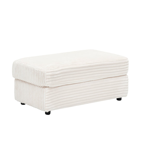 English Elm 39-inch Corduroy Accent Chair with Ottoman and Cup Holder for Bedroom or Office White W1658P202902