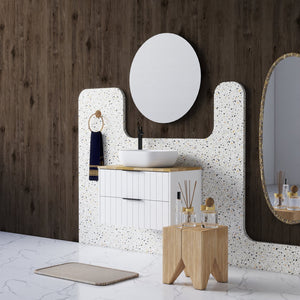 English Elm 32-Inch Modern Minimalist Wall-Mounted Bathroom Vanity With Solid Wood Top And Square Ceramic Sink W3151S00009