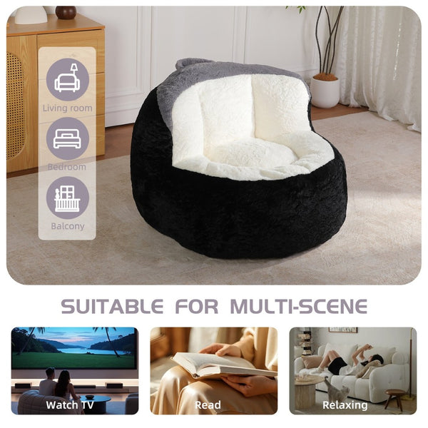 English Elm Oversized Faux Fur Bean Bag Chair - Multicolor Lounger Sofa For Cozy Living Room Relaxation! W3723P375716-GIGA