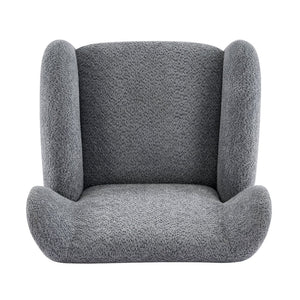 English Elm Wingback Boucle Accent Chair with Rounded Legs for Living Room or Reading Nook N776P376365B